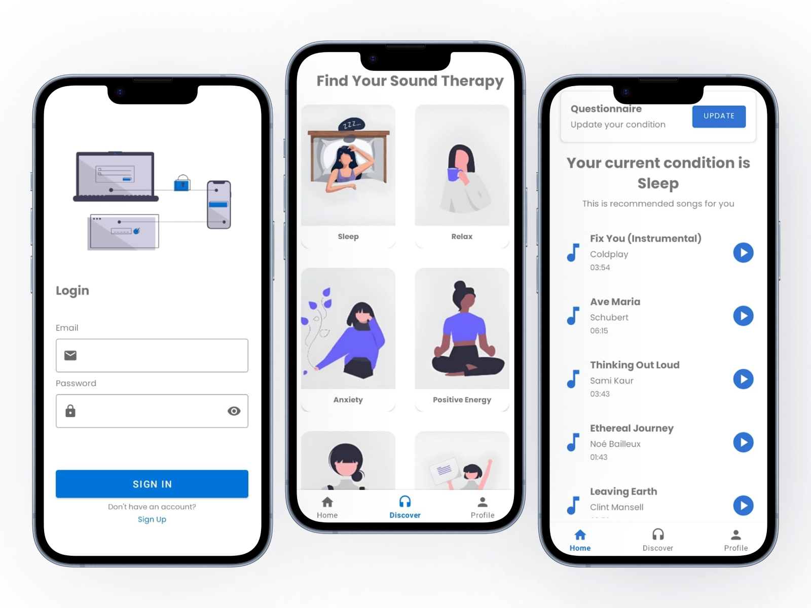 PsyHeart Music Therapy App Mockup